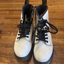 Dr Martens 1460T Shoe Toddler 10 White Combat Boot Patent Leather Kids
