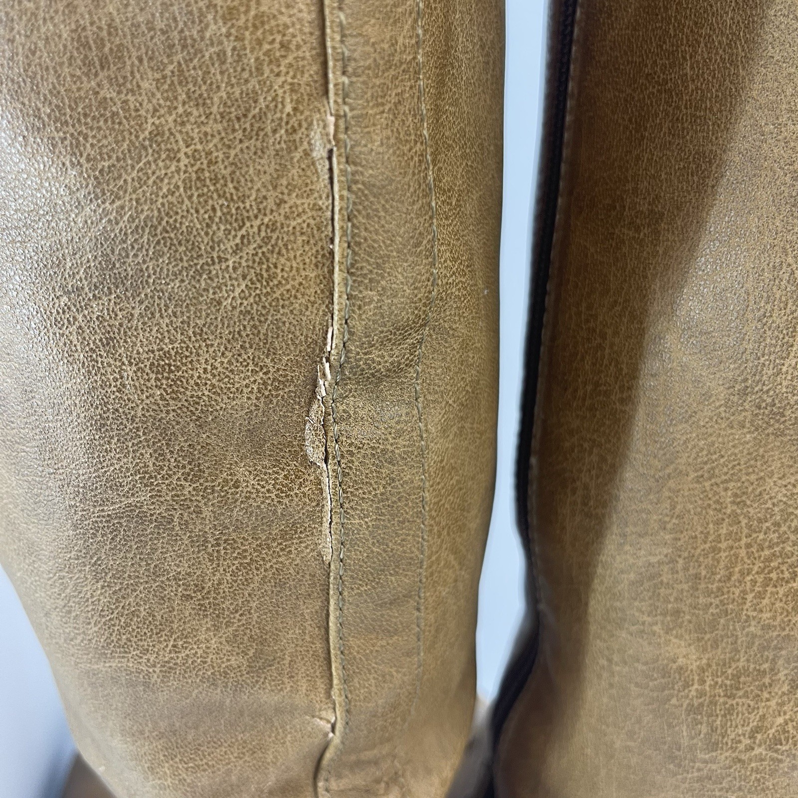 BareTraps Sheela Knee-High Boots 10M Cognac Brown Zip Buckle Riding Biker