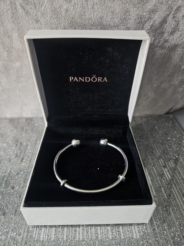 Genuine Silver Pandora Open Cuff Bangle Charm Bracelet Size 2 17.5cm S925 ALE - Picture 9 of 10