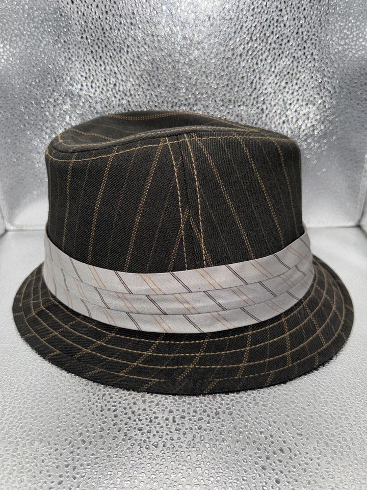 Goorin Bros Sombrero Fedora Ajustado Para Hombres Pequeño Marrón Rayas Gris Banda Vestido Trilby Foto 3 de 4