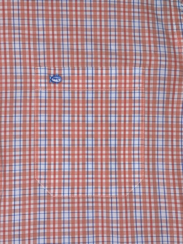 Southern Tide Shirt Mens 2XL Orange Blue Plaid Button Down Long Sleeve Skipjack - Picture 2 of 6