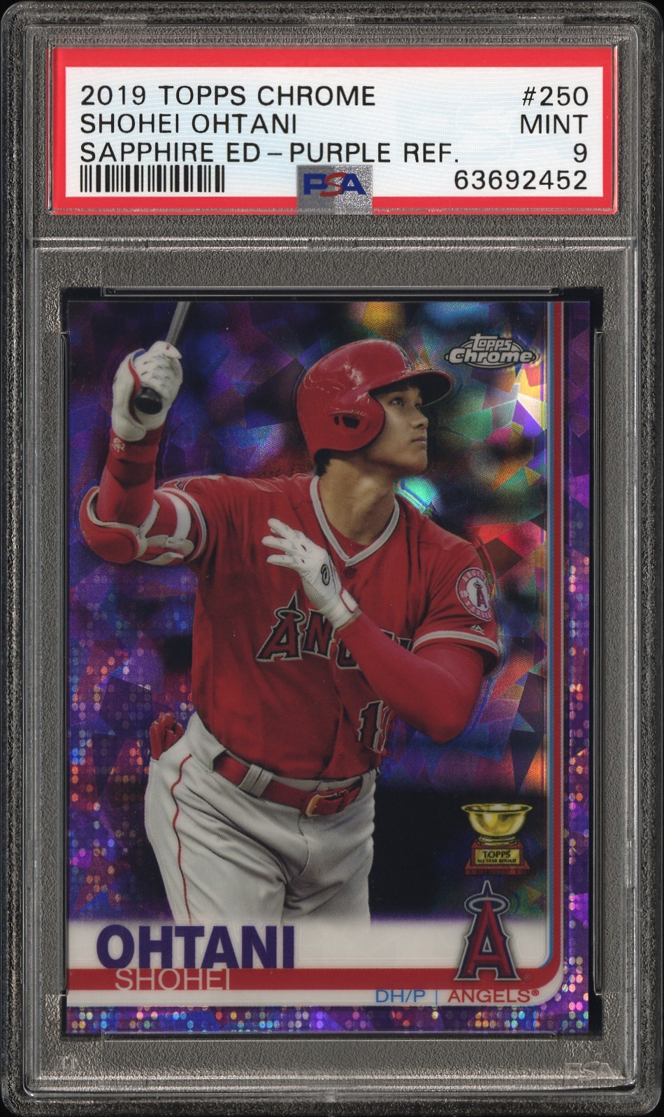 2019 TOPPS CHROME SAPPHIRE ED PURPLE REFRACTOR #250 SHOHEI OHTANI 9/10 PSA 9