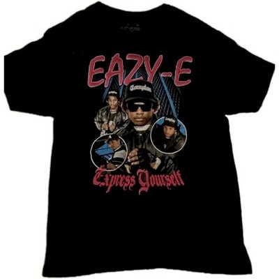 Eazy E  Black Express Yourself Graphic Adult Rap Tee Retro T-Shirt Size Large