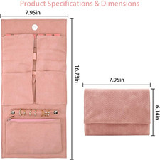 Foldable Jewelry Organizer for Travel, Compact PU Leather Jewelry Bag with Zi...