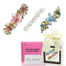 Flower Hair Clips for Women,3 Pcs Vintage Rhinestone Barrettes, Bridesmaid We...