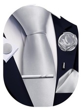 Solid Color Ties for Men Silk Satin Necktie and Pocket Square Cufflinks Tie Clip