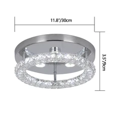 Modern LED Crystal Chandelier Lighting Mirror Rings Ceiling Lamp for Living Room