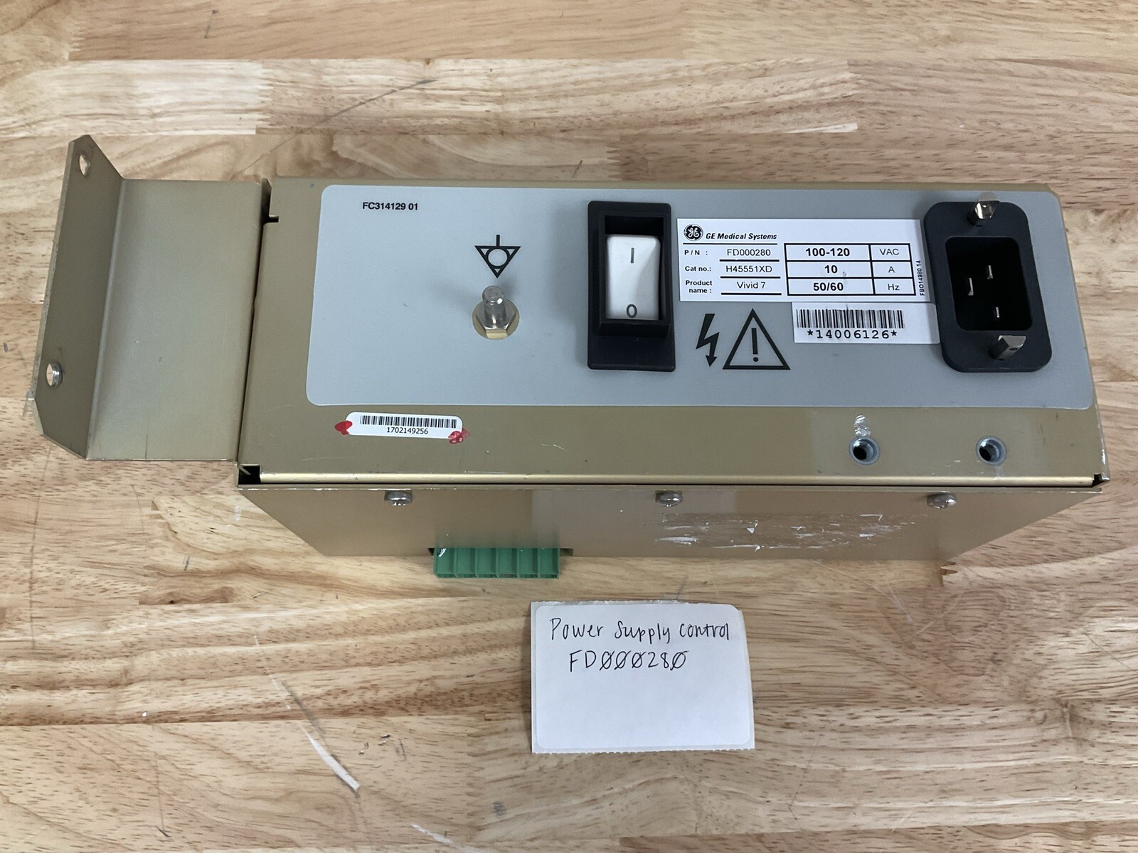 GE Vivid 7 Ultrasound FD000280 Power Supply Control
