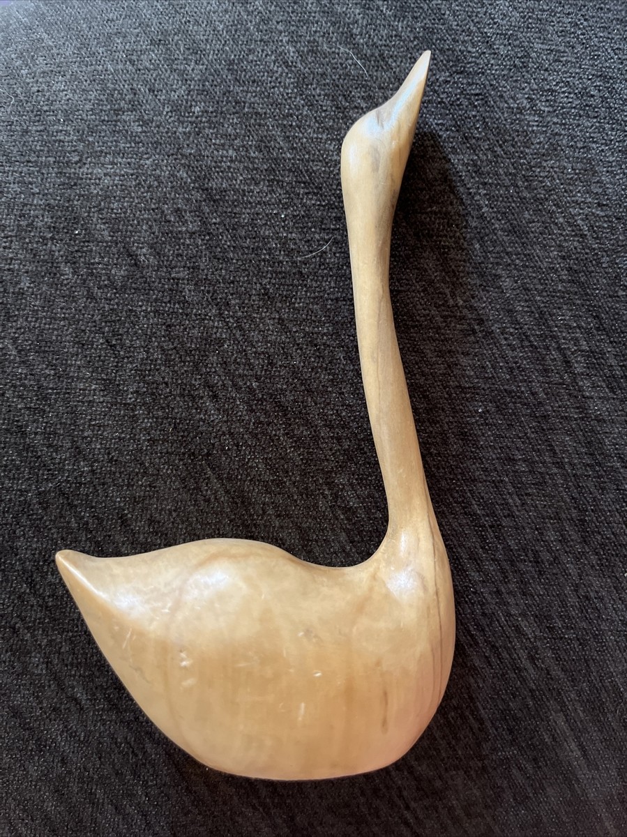 Vintage Goose Swan Hand Carved Wood mcn 1965 signed 6” | eBay