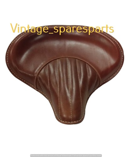 Pure Leather Front Solo Saddle Seat Fit For Royal Enfield Classic 350 500 old - Picture 2 of 6