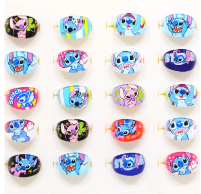 Lot 100 Pcs Cartoon stich random mix Acrylic Children Rings Gifts 15MM