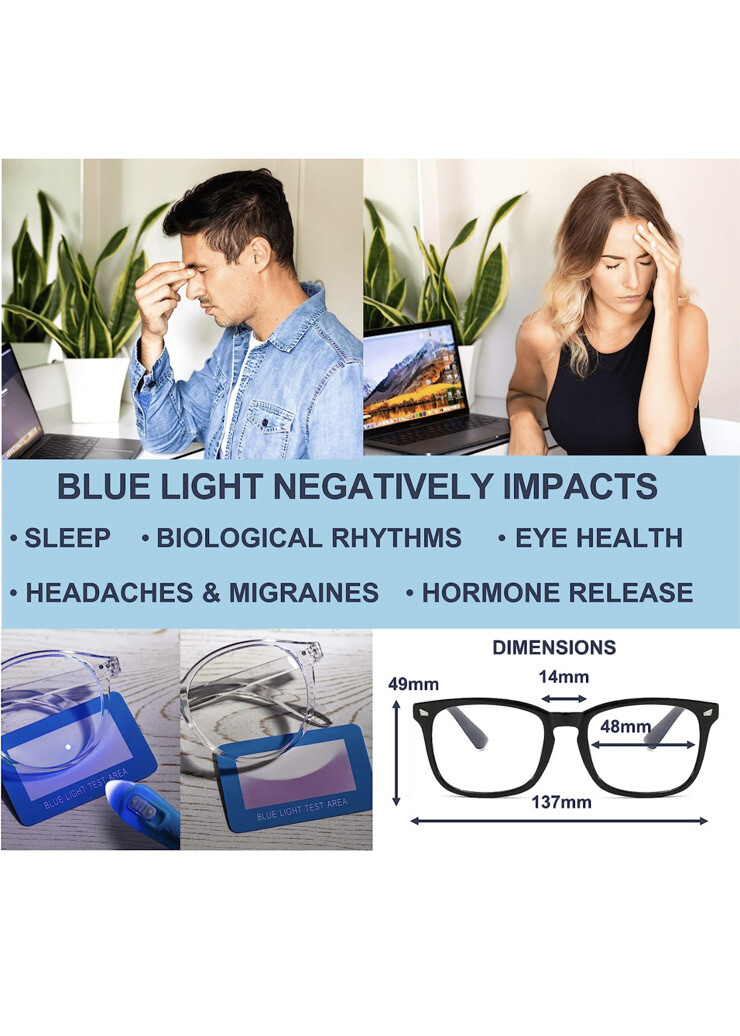 Premium 99.9 Blue Light Blocking Glasses Reduce Headaches and