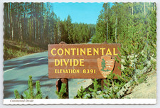 Continental Divide Sign National Park Service Vintage Postcard Yellowstone