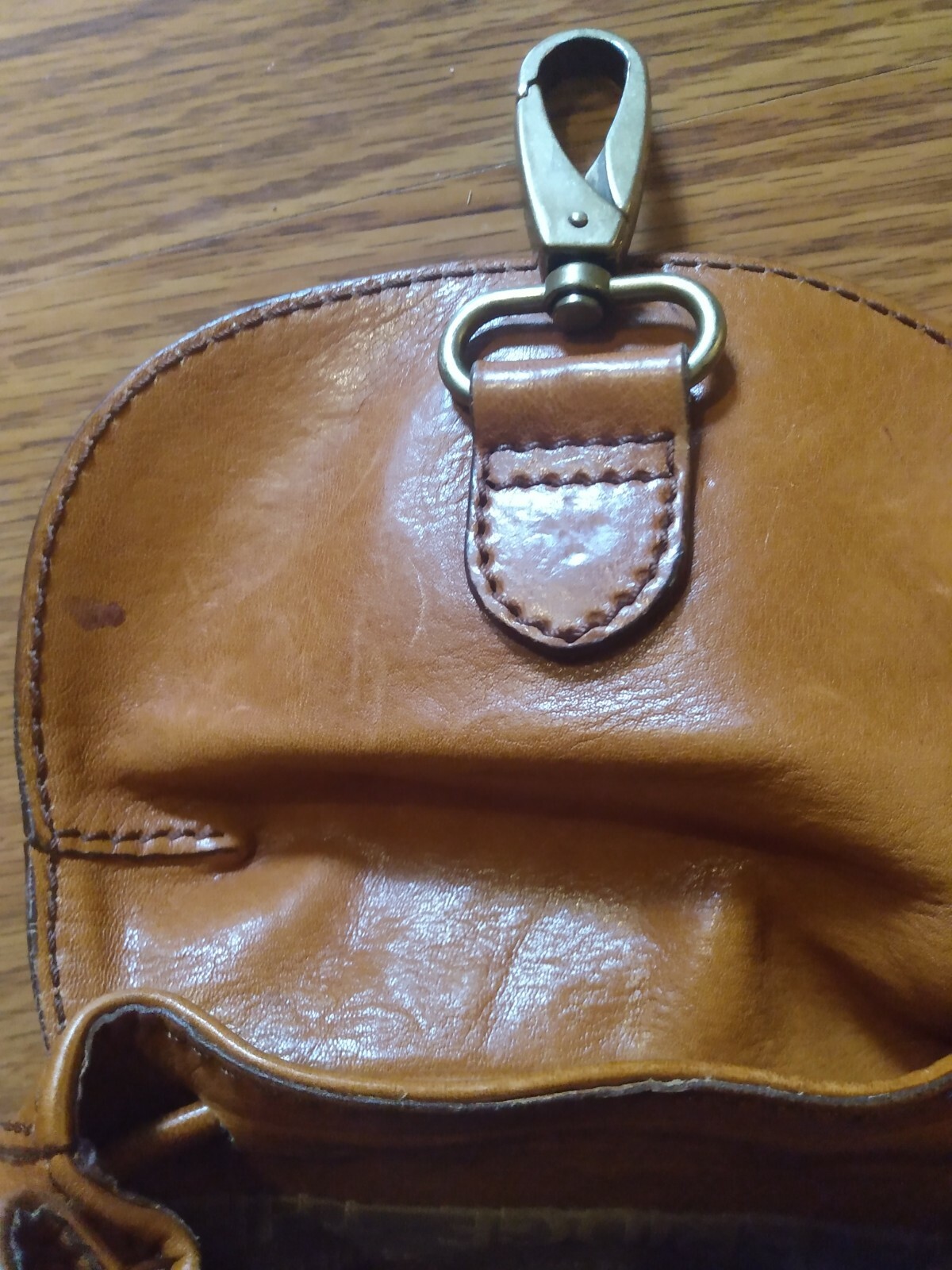 THE BRIDGE handcrafted tan leather backpack brass hardware adjustable straps — image 11