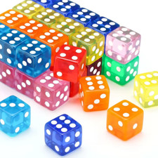 12PCS 16MM Transparent Dice - Acrylic Cubes for Board Games  Party Fun