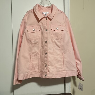 croft barrow women's 3x stretch pink button up denim jacket
