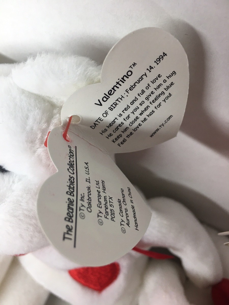 Casanova Valentino Bear Ty Beanie Baby Valentine Plush with Tag