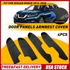 For Nissan Rogue 2014-2020 Black Interior Door Panels Armrest Leather Cover 4Pcs