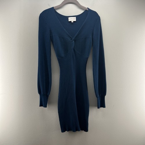 Freshman 1996 Sweater Dress Womens XS Teal Blue Long Sleeve Knee Length V Neck