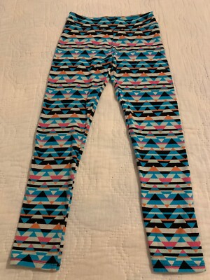 NWOT Justice For Girls Leggings Blue Pink Multi Printed Geometric Size 10
