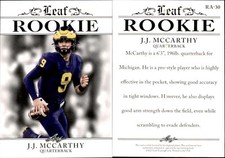 Leaf Rookie Achievement J.J. McCarthy RC 2023 #RA-30 Michigan Wolverines