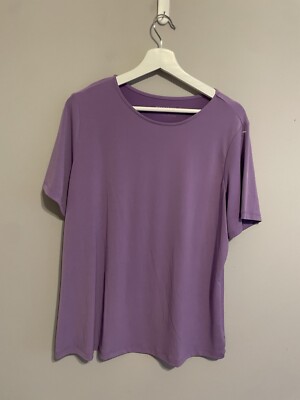 Susan Graver Plus Size Modern Essentials Lilac Purple Top Blouse Large