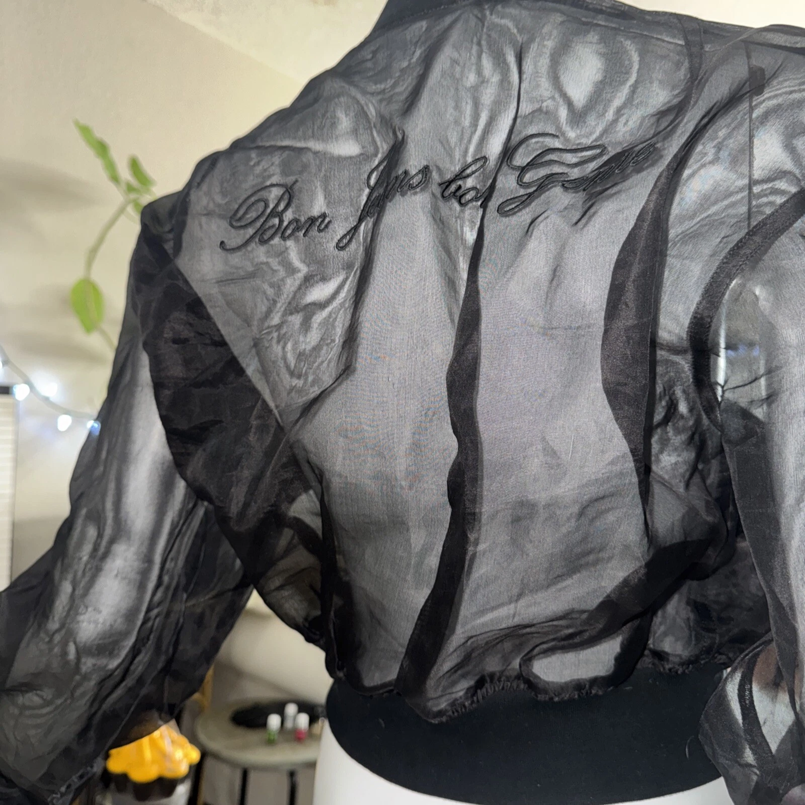 Moschino Jeans giacca vintage nera trasparente (taglia USA 8)