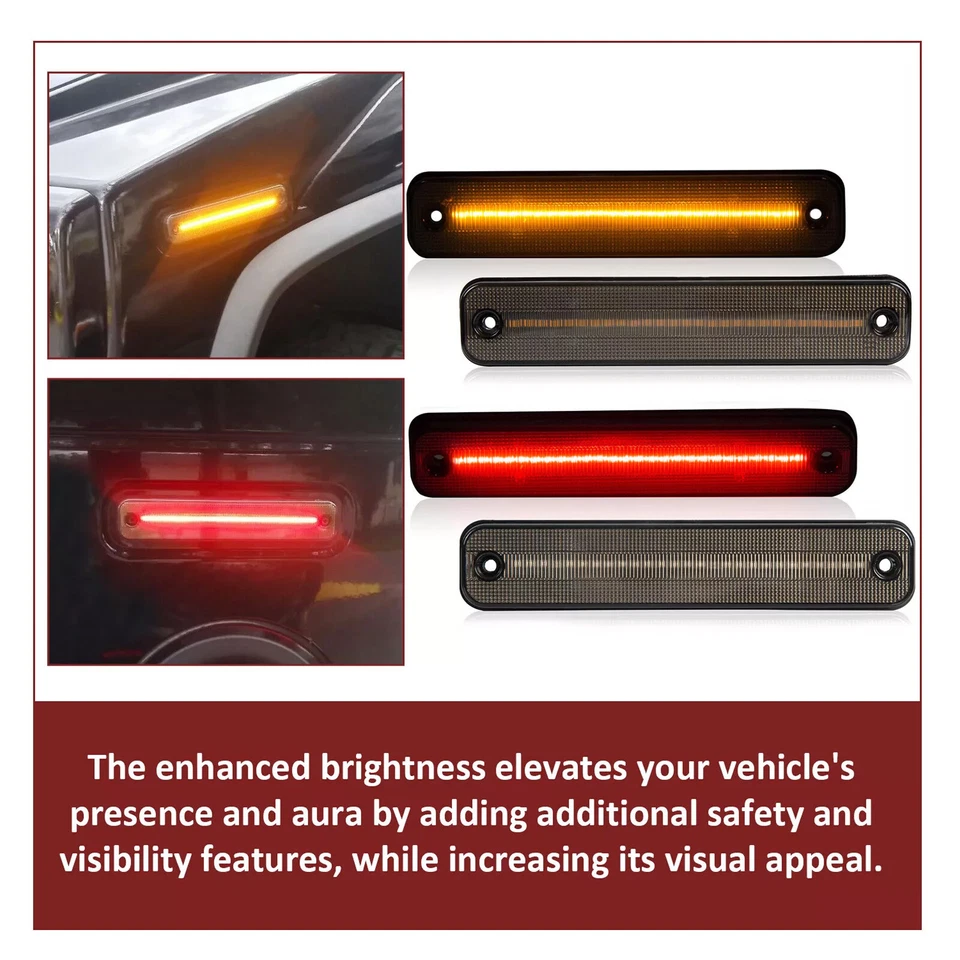 4x Luces LED ahumadas delanteras y traseras ámbar rojas laterales para Hummer H2 2003-2009 Foto 4 de 4