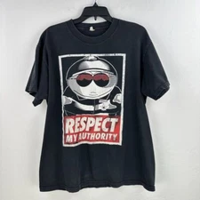 South Park Cartman Tshirt Mens L Black White Respect My Authority Comedy Central