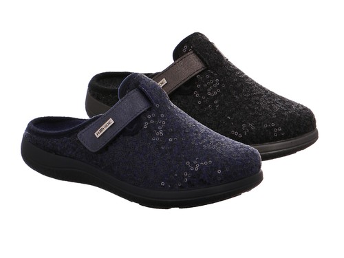 Rohde Bari Pantofole Donna In Feltro Glitterato, Chiudibile Con Velcro, Plantare Rimovibile