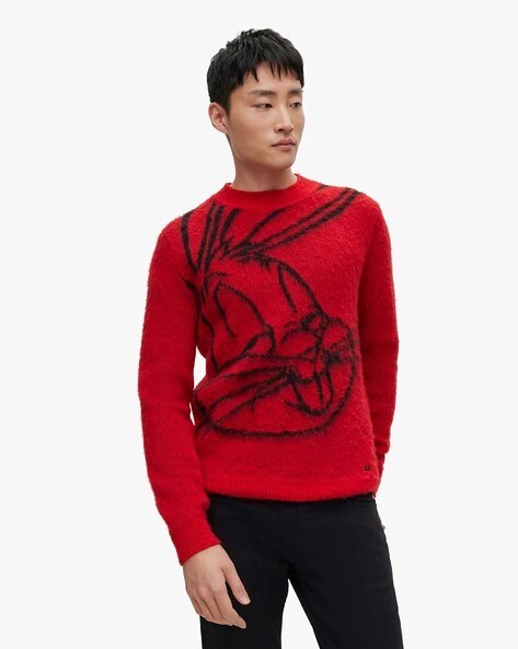 HUGO BOSS x LOONEY TUNES Bugs Bunny Alunar Sweater Red S | eBay