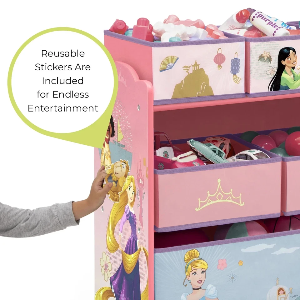 Organizadores de juguetes de princesa y 9 contenedores de almacenamiento niñas niños dormitorio sala de juegos muebles Foto 4 de 4