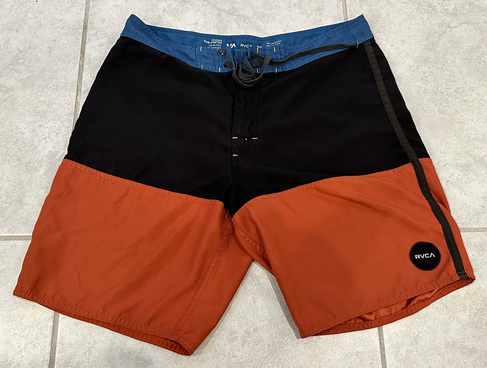 RVCA Classic Non Stretch Board Shorts Orange Black Blue Polyester