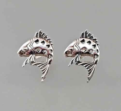 9923494-d  925er Silber Ohrringe Fische Ohrstecker 1,5x2cm - Bild 1 von 2