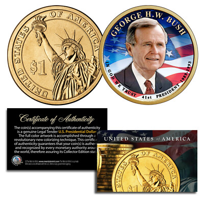 長期保管品 GOLD WIN ゴールドウイン ワンピース GEORGE H. W. BUSH 41st Pres Colorized 2020 Presidential $1 Golden