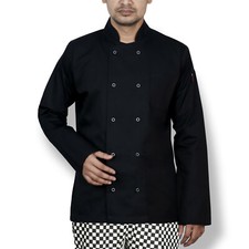 SCHWARZ LANGARM Kochjacken STUB KNOPF UK Catering Kochjacke Metzgermantel