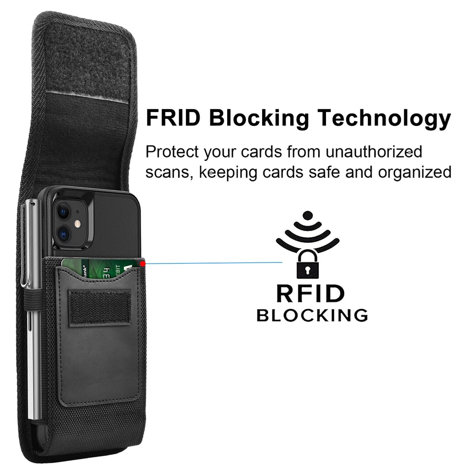 Nylon Cell Phone Holster Pouch Belt Clip Holder Wallet Case Keychain for Samsung - Image 4 of 4