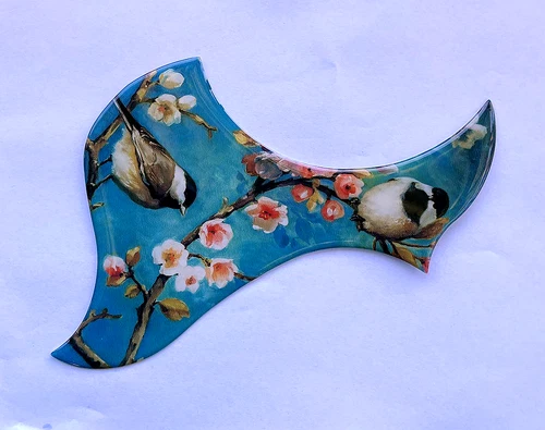 Genuine Celluloid Acoustic Guitar Pickguard Bird Adhesive GIBSON style