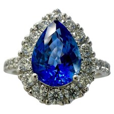 2.13ct Fine Cornflower Blue Ceylon Sapphire And Diamond 18k White Gold Halo Ring