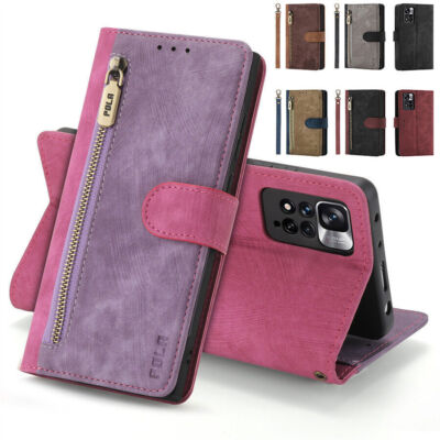 Leather Zipper Wallet Phone Case for Xiaomi Redmi Note 13 12 11 10 9 8 7 6 5 Pro