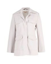 Marni Spread Collar Flap Pocket Jacket In Off White Wool Polyester Blend It44
