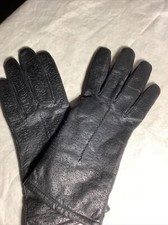 Vintage Fownes Womens Genuine Leather Gloves Size 7 Black Soft Lined