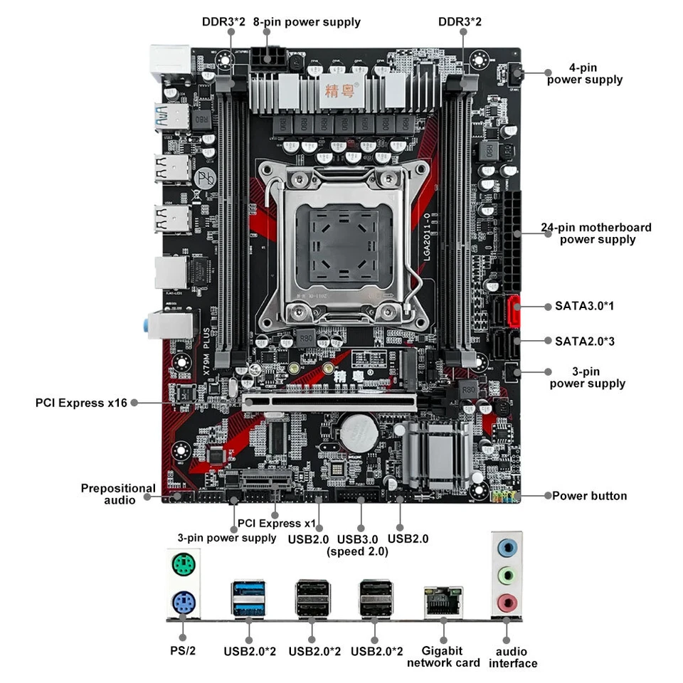 X79M-PLUS Intel LGA2011 Motherbard DDR3 1333/1600/1866MHz with 128GB Memory - Image 3 of 4