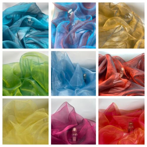 Shiny Colorful Gradient Organza Fabric Transparent Flash Iridescent Gauze Fabric - Picture 1 of 40