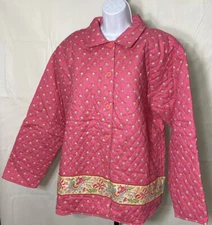 C&F Enterprises Hand Crafted Quilted Jacket Womens Size Medium Pink Floral NWT