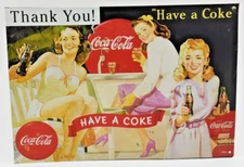Vintage Tin Metal Sign COCA COLA Beverages Have a Coke JV Reed Litho 12x18