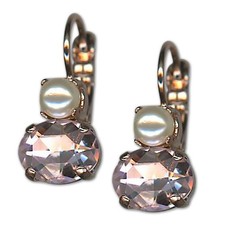 Earrings by Mariana Woman Adorable Pearl and Rose Swarovski Crystals