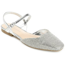 Journee Collection Women's Nysha Buckle Square Toe Ballet Flats, Silver 10M
