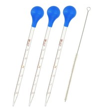 3Pcs 3ml Borosilicate Glass Graduated Dropper Pipettes Kit with Brush Clear