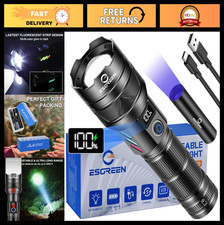 Super Bright 10000 Lumens Rechargeable LED Flashlight, Long Range 5000ft, USB-C,
